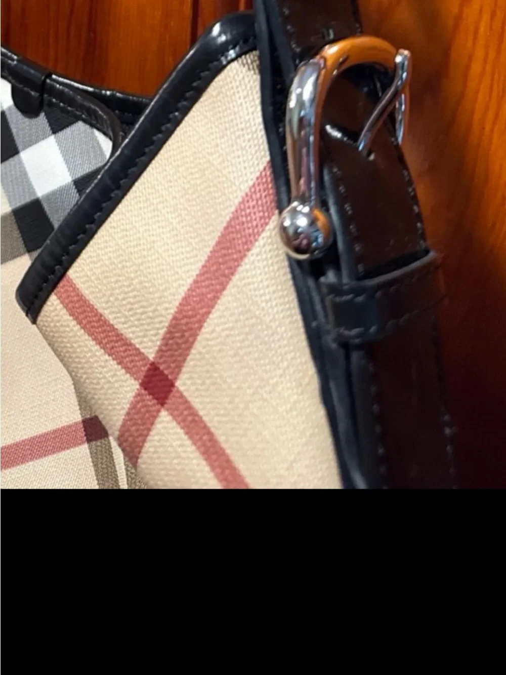 Burberry Beige nova check Larkin Hobo with Black Trim